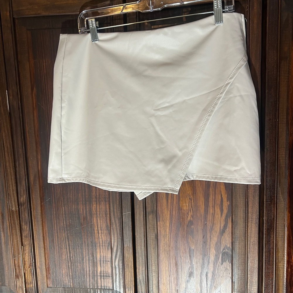Altar'd State Cream Faux Leather‎ Skirt